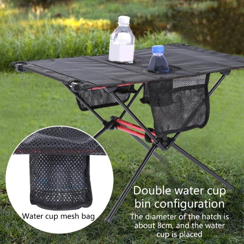 Portable Aluminium Alloy Camping Table Lightweight Outdoor Folding Garden Table with Cups Holder For Picnics Hiking BBQ