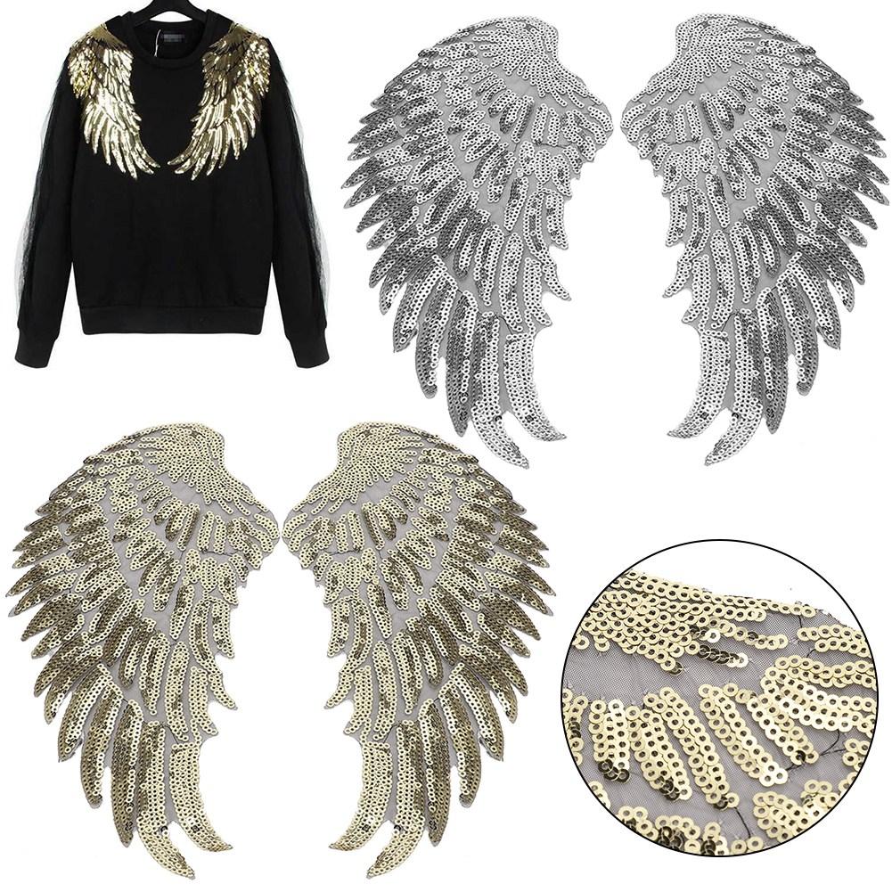 2 Par DIY Klädvinge Paljettlapp Applikation Kläder Klänning Kjol Dekorativa Tillbehör