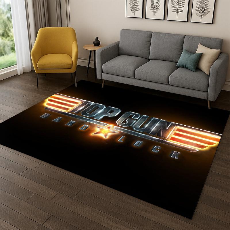 Top Gun Classic Movie Sign Tom Cruise Carpet Rug for Bedroom Living Room Sofa Doormat Home Decor,Kid Game Area Rug Non-slip