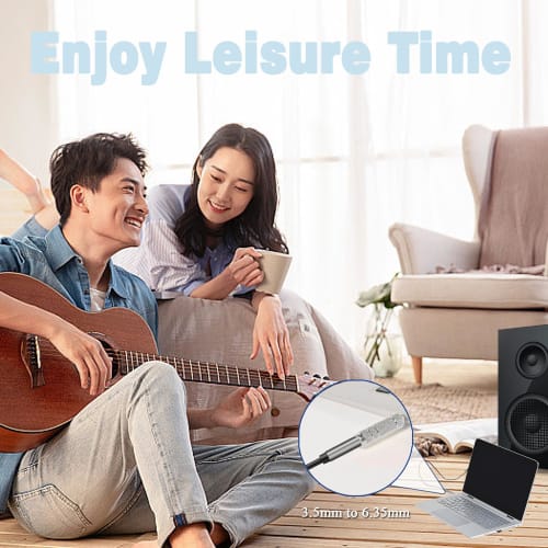 Voluty Tek 1/4" Female To 1/8" Male Audio Adapter Kit with 3.5mm Male To 6.35mm Female Connectors for Guitar Headphones, Set of 4