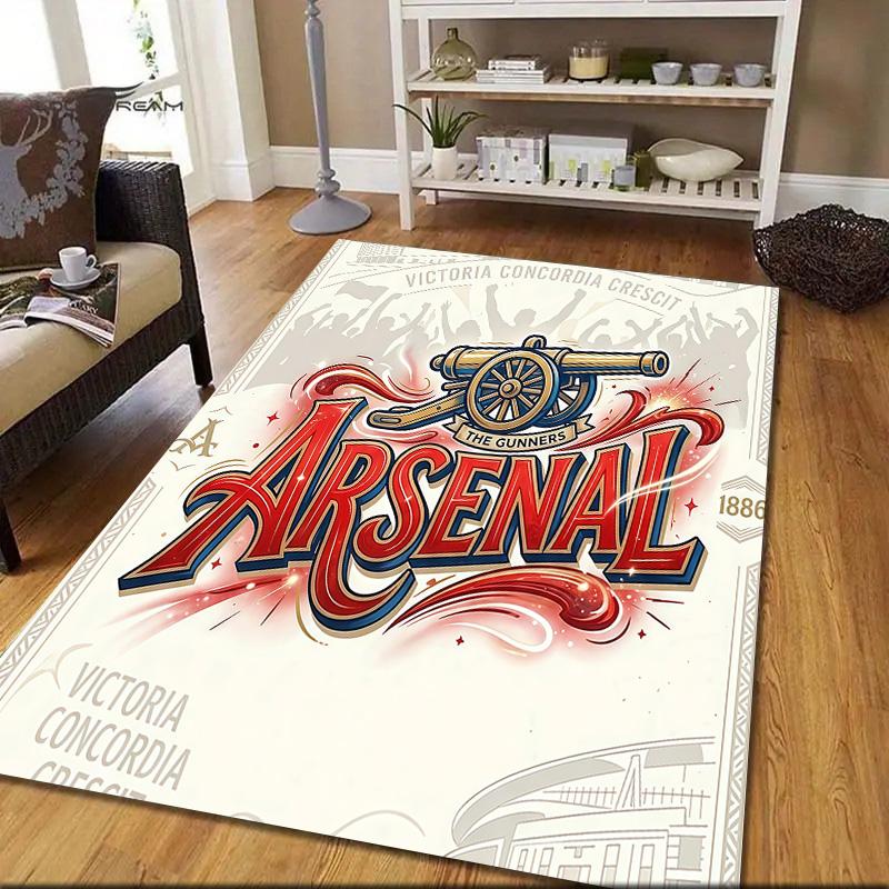 Tappeto Quadrato con Fantasia a Quadri Arsenal F.C., Tappeto da Area, Tappeto per Soggiorno Camera da Letto Divano Sala Giochi Decorazione, Tappetino Antiscivolo