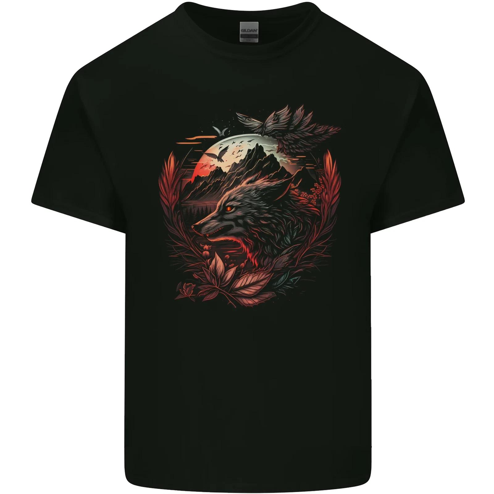 

An Evil Night Wolf and Moon Kids T-Shirt Childrens 4XL