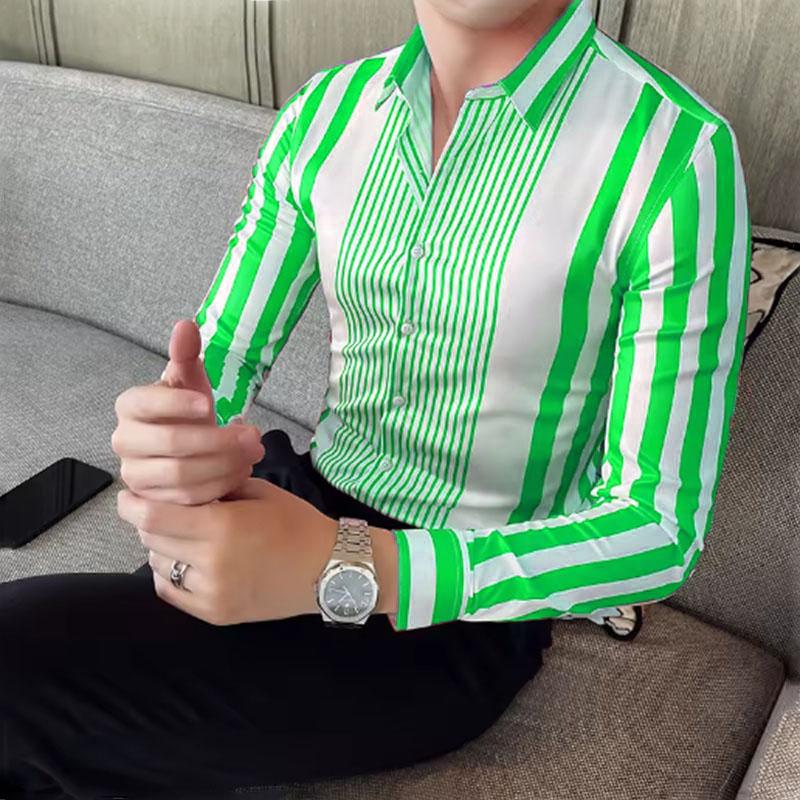 9-color Striped Men's Shirt Casual Breathable Plus Size Men's Clothing Sports Comfortable Fabric Long Sleeved Shirt Collar