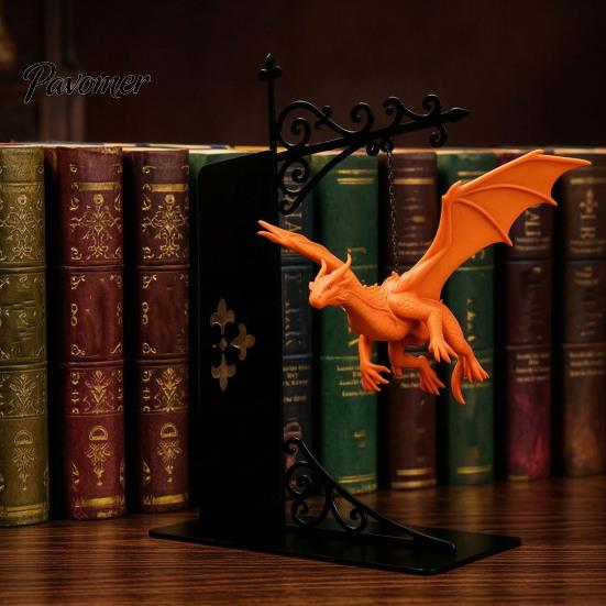 Akcesoria do domu w stylu smoczym Magiczna Pływająca Półka Lampka, Ciepłe Nocne Światło LED, Dekoracja Statua Magii Fantasy Wystrój Kącika do Czytania, Unikalne