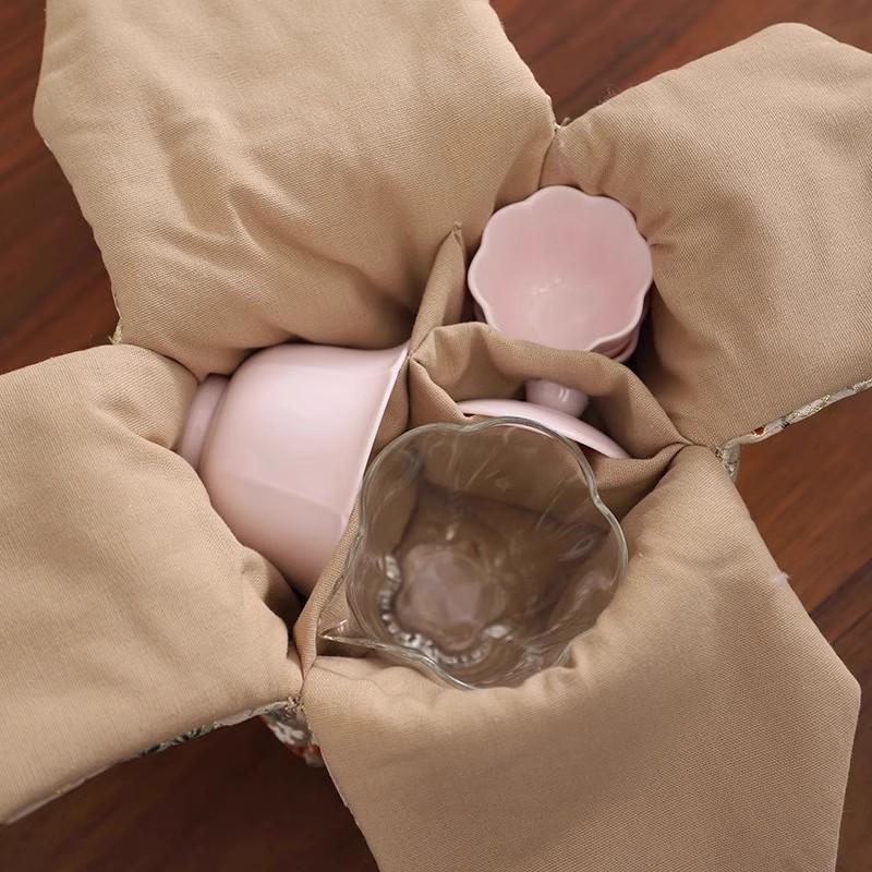 Handmade Retro Tea Cup Bag, Master Cup, Single Cup Bag, Storage Bag, Small Cloth Bag, Handbag, Thickened Cloth Bag, Storage Bag