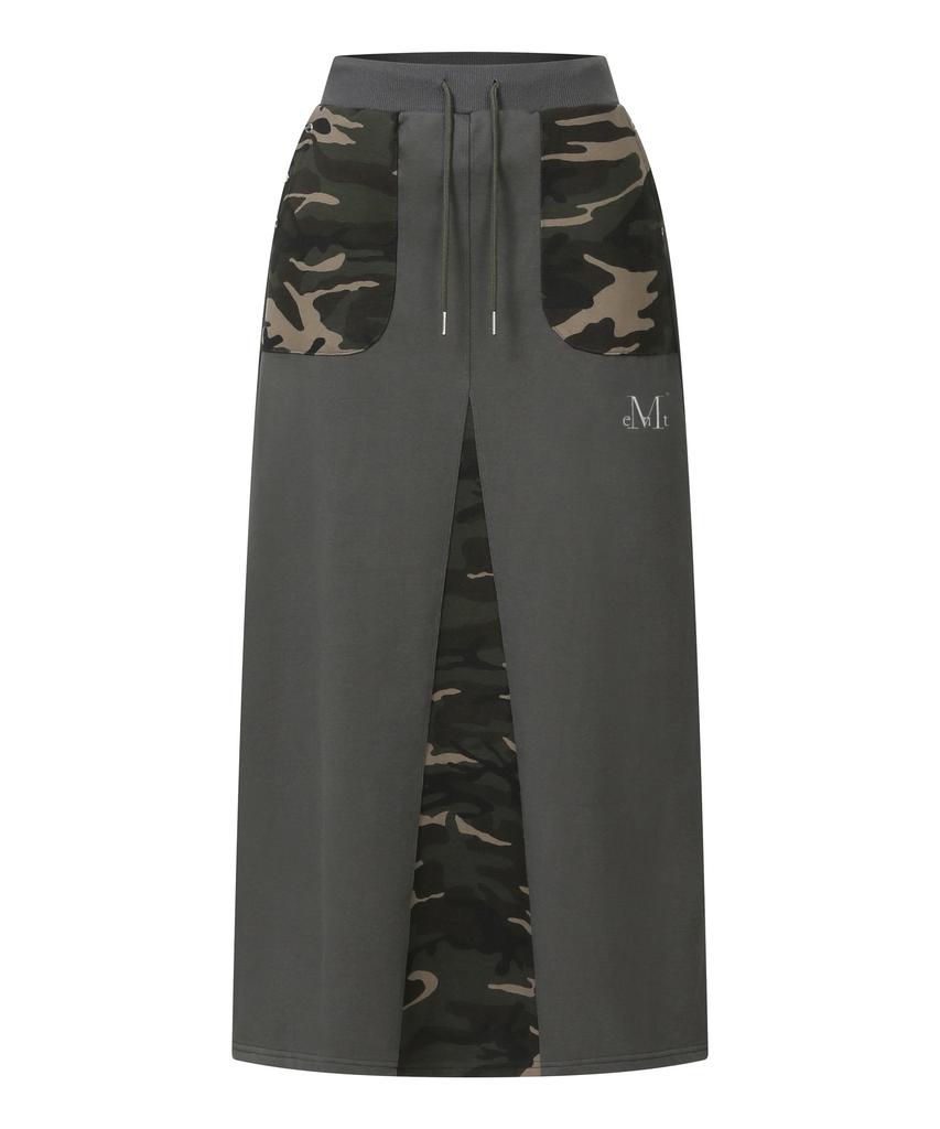 MUCENT Paits Setup Camo Point Long Skirt