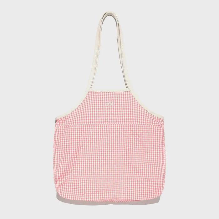 Nylon Check Shoulder Bag Coral