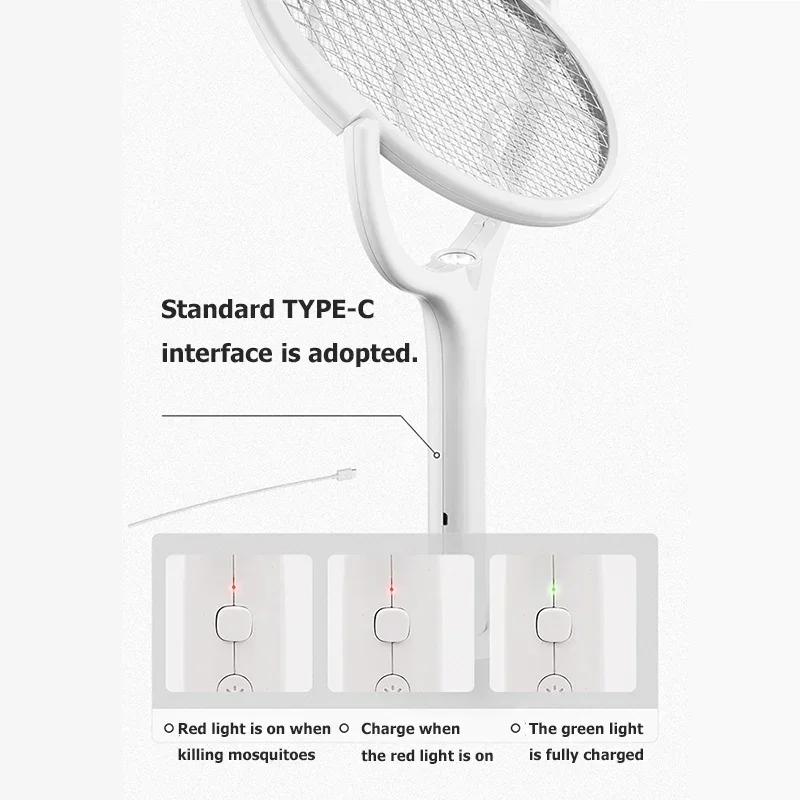 2025 5 IN 1 Electric Mosquito Swatter 365nm UV Light Killer Lamp Racket USB Charge Summer Fly Trap Bug Zapper Rotatable Shocker