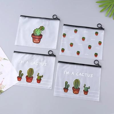 1PC Transparent Kawaii Pencil Case Cactus For Kids Girls Gift Office School Opens Supplies Kawaii Stationery