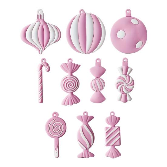 Yousheng Gingerbread Man Christmas Ornaments Santa Claus Cane Snowflakes Plastic Hanging Decor for Farmhouse Xmas Tree Rustic Holiday Decoration