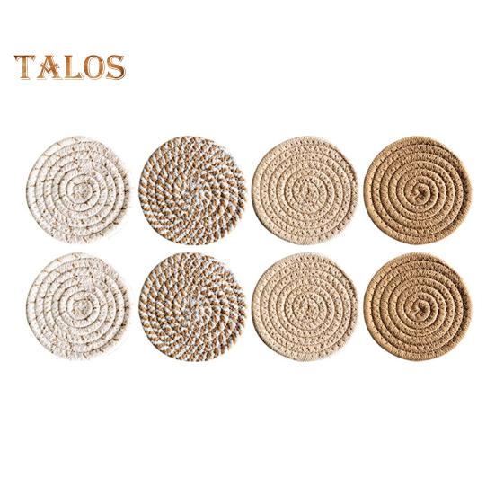 

8 шт. термостойкие подставки из хлопковой веревки круглые кухонные подставки набор абсорбирующие обеденные столовые защитные прокладки для домашнего декора A светло-коричневого