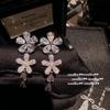 Vintage Floral Drop Earrings With Cubic Zirconia Pearl Beads Post Retro Bohemian Jewelry Women