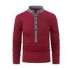 Men's Polo Shirt Long Sleeve Plaid Stand Neck T-shirt Spring Autumn Casual Fit Top Men