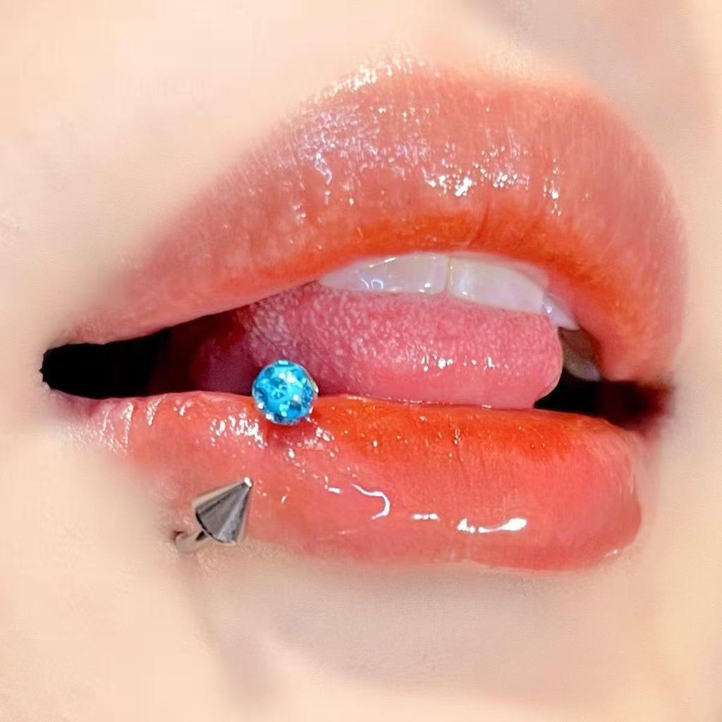 Shamballa Kristal Toplu ve Konik Uçlu C Şekilli Titanyum Barbell - Parlak At Nalı Dudak ve Burun Halkası Piercing