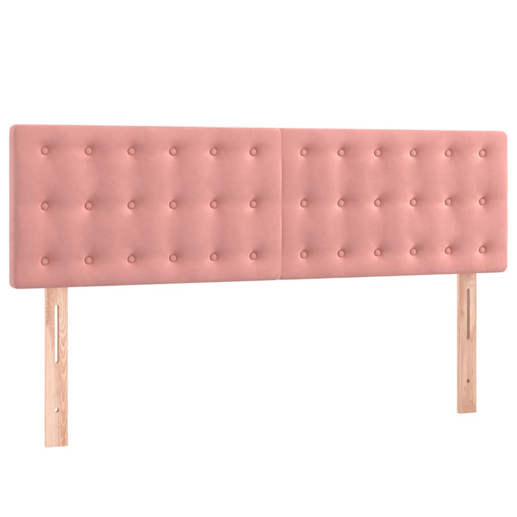 Vidaxl Łóżko Kontynentalne Z Materacem I Led, Różowy Aksamit 140X190Cm