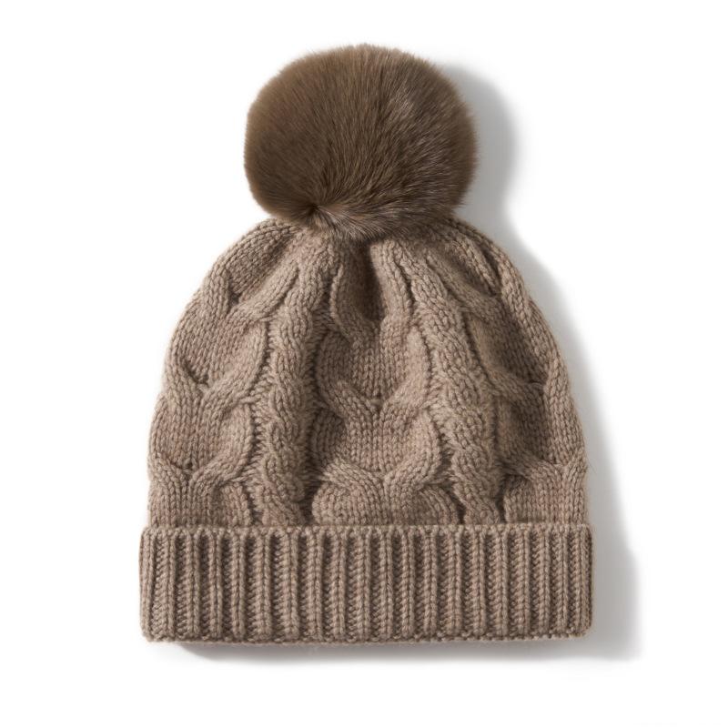 Cashmere Autumn and Winter New Men's and Women's Universal Twisted Flower Warm Wool Ear Caps Knitted Casual Flanged Hats