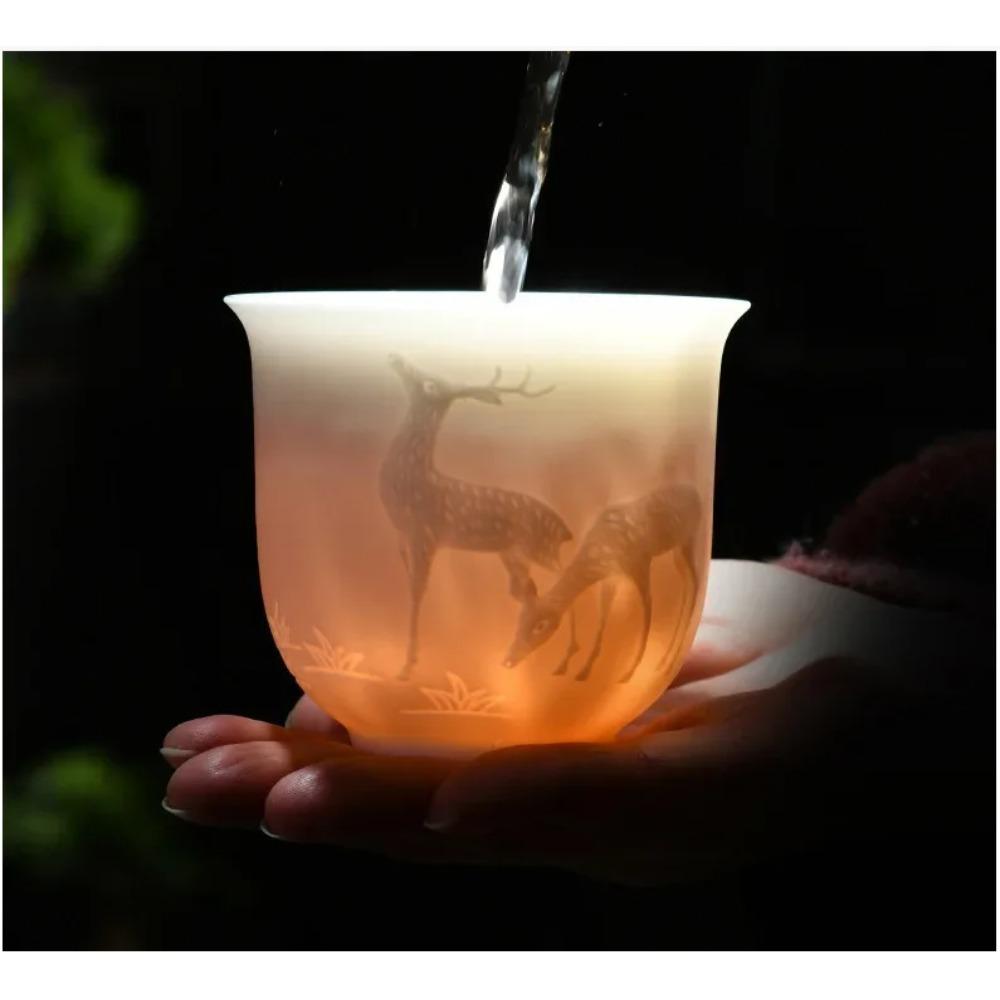 Chinese white porcelain cup goat fat jade personal cup Tea set ceramic host cup sample tea cup Kung Fu tea cup cup
