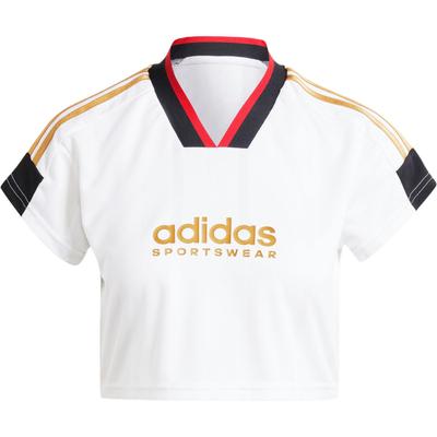 Tiro Cut 3-Stripes Crop Jersey Dekolt V Krótki Rękaw T-Shirt Damskie Top Biały IW6800