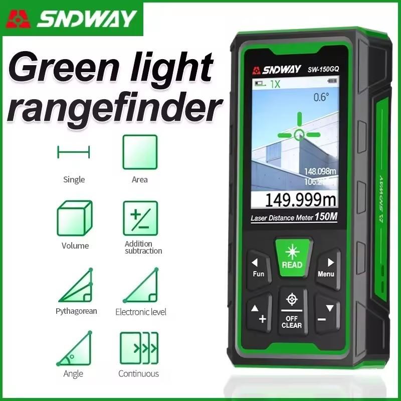 SNDWAY Digital Rangefinder Bluetooth Laser Distance Meter 4X Zoom Green Laser Tape Measure Range Finder