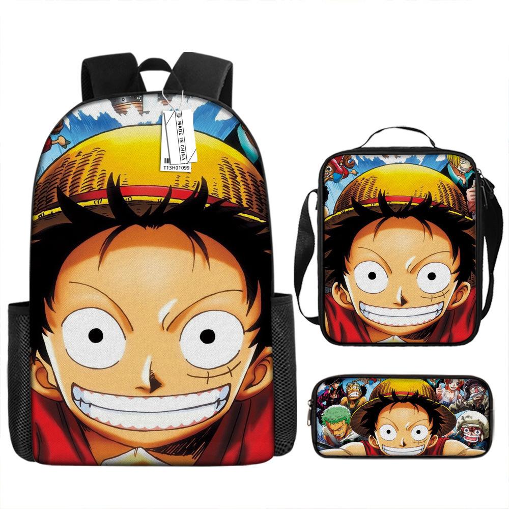 Peripheral ONE PIECE Student School Bag Cartoon School Bag Children's Backpack Three-piece Satchel
