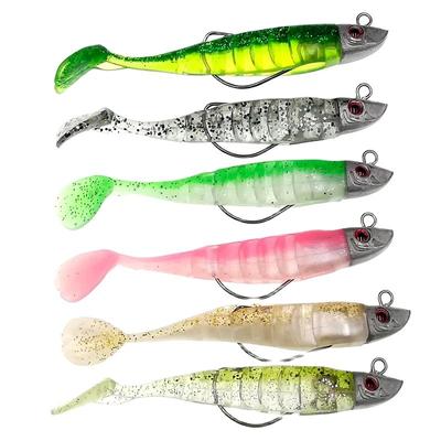 Gefälschte Köder Jigging Weiche Köder Angeln Lockt 10 cm 15,5g DIY Kopf Jig Fisch T Schwanz Seebarsch Köder angelgerät 6 Farben