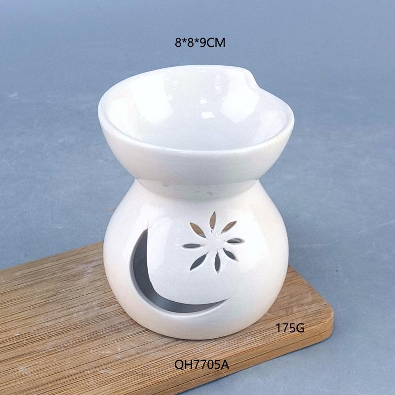 Ceramic Pure Black With Flower Holes Aromatherapy Stove Essential Oil Essential Oil Heating Stove