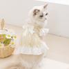 Pet Spring and Summer Flowing Skirt with Lace Edges and Flared Sleeves   Butterfly Knots Princess Dress  Pet Dog Clothing