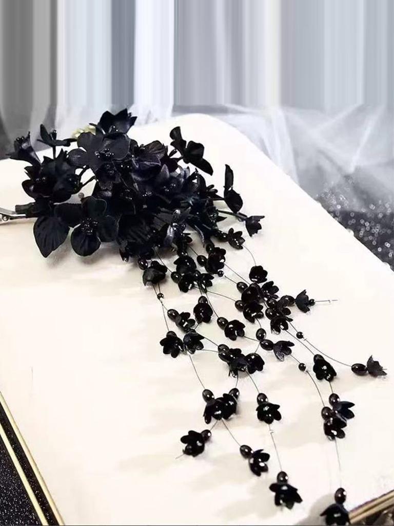 2026 New Chinese Style Flower Hairpin Pearl Luxury Tassel Side Clip Side Clip Bridal Headwear Hairpin Flower Women's Accessories