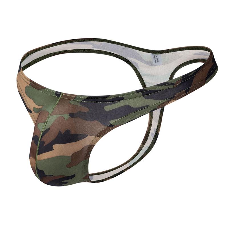 1 ks Pánské spodní prádlo Polyesterové vlákno Sexy G-string T-back Bikiny S nízkým pasem Maskáčová kapsička Tanga
