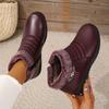 Warm Mother Cotton Shoes 2025 Velvet Boots Women's Short Boots Soft Sole Non-slip Lazy Leather Shoes Middle-aged and Elderly Women's Shoes