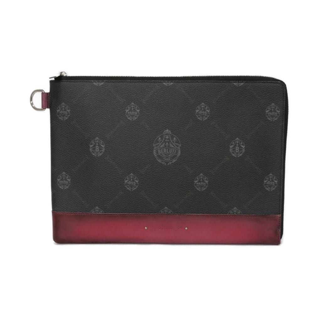 Used 11828 Nino GM 7931 New Logo Embossed Emblem Signature Rose Garden Pink Business Bag Crest Black Men's from Japan