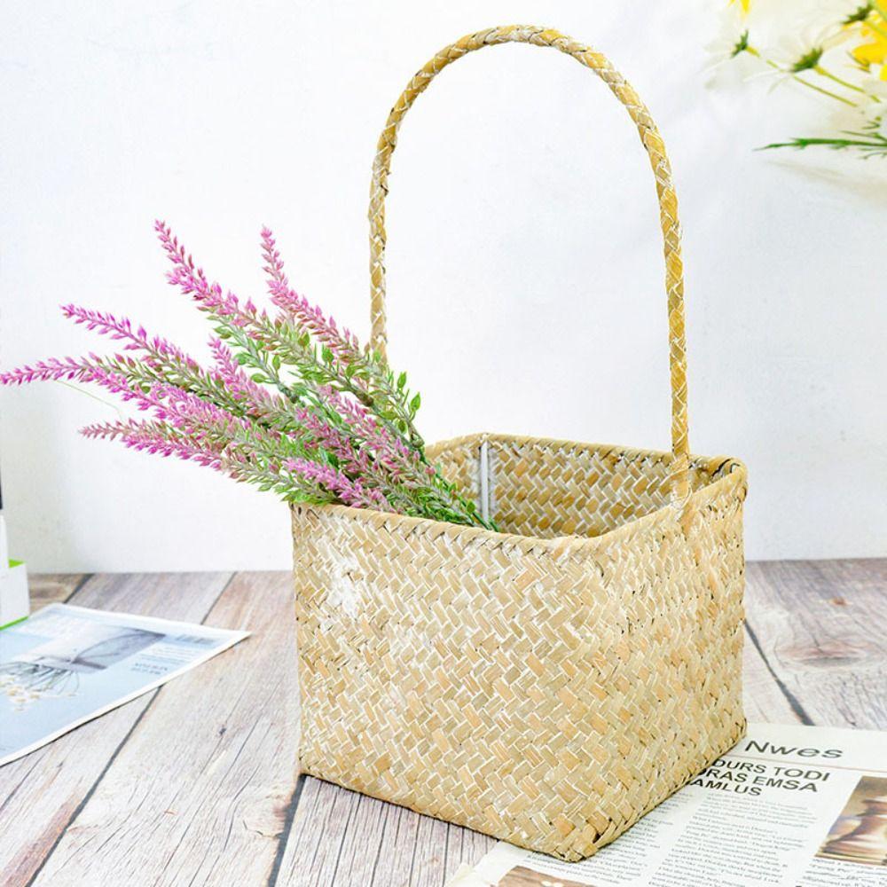 Storage Organizer Flower Arrangement Basket Handwoven Woven Picnic Baskets Shopping Storage