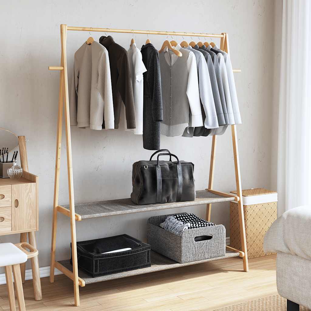 Clothes Rack with Shelves 132 X 45.5 X 150.5 Cm Bamboo