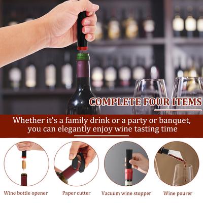 4/5Pcs Multi-function Wine Bottle Opener Set Fits Multiple Sizes Corks with Foil Cutter Vacuum Stopper and Pourer Easy Storage
