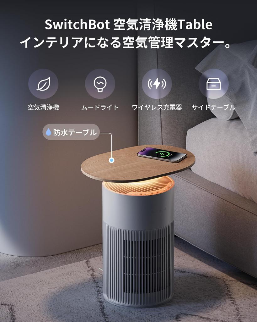 roles in SwitchBot Air Purifier Table Deodorization Wireless Charging SwitchBot 25 Tatami Energy Large Air 360 Degrees All Dust HEPA Odor Timer Mood