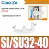 Zylinder SC CS1-F U mit Magnet schalterhalterung CMSG, Befestigungswinkel MBB und Zylinderzubehör D-A93 SU.