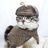 Funny Pet Detective Costume Set Charming Dog Halloween Costume Pet Sherlock Holmes Cloak  Puppy