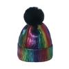 Autumn and Winter Bronzing Wool Hat Colorful Metal Hip-hop Street Hairball Knitted Hat Men and Women