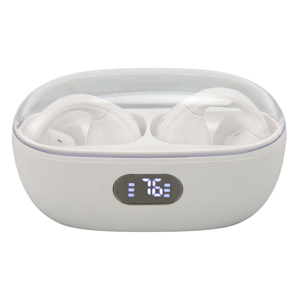 Clip On Earbuds Bluetooth 5.3 IPX4 Waterproof Bone Conduction Noise Reduction Wireless Open Ear Earbuds for Sports