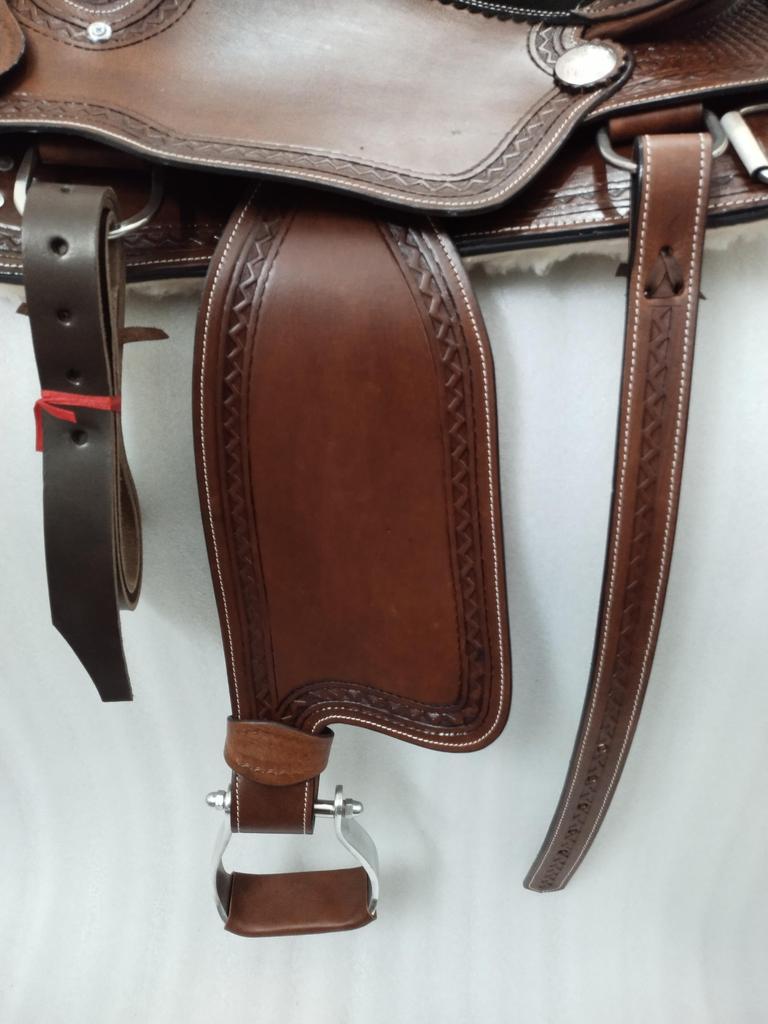 Designer Suede Seat Wade Western Leather Saddle For Horse Size- 12" To 18.5".