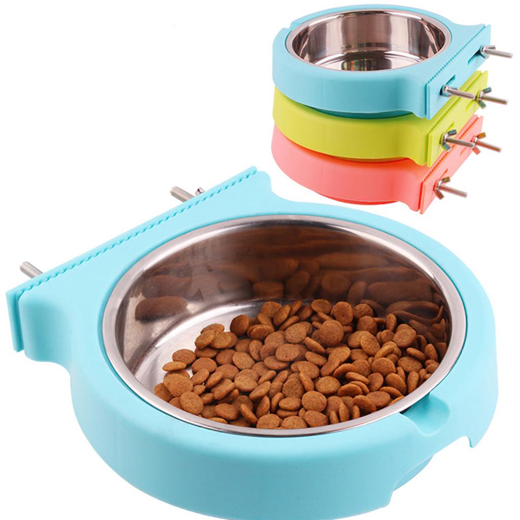 Dog Crate Bowls Detachable Stainless Steel Hanging Bunny Feeder for Kennel Cage