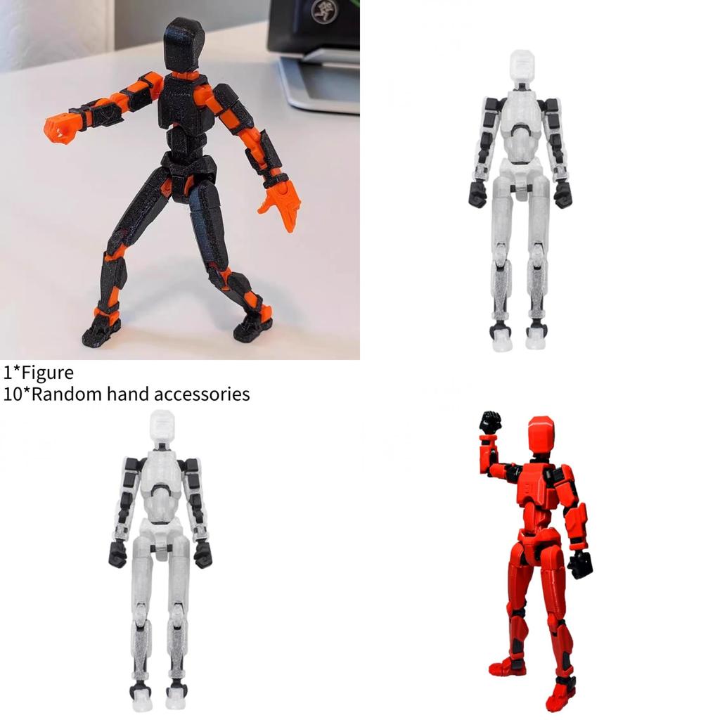 Lucky 13 Vollbewegliche Puppe 3D-gedruckt 3. Generation Dummy-Spielzeug mit 4 Waffen 3 Handtypen Rot Schwarz