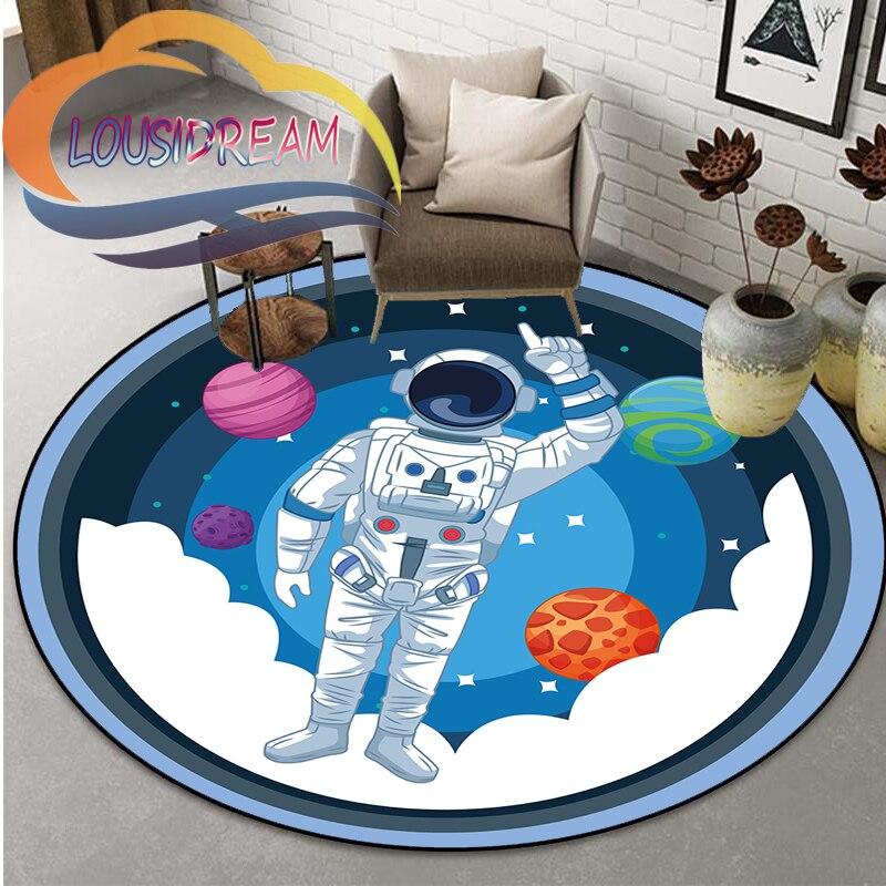 Space Universe  Vector Ufo and Many Planets In Galaxy Round Bedroom Floor Mat Computer Chair Area Decoration Carpets