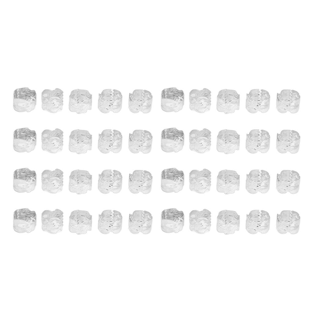 40 Pcs Beard Beads Metal Silver Exquisite Vintage Beard Ornaments for Hair Braiding Necklace