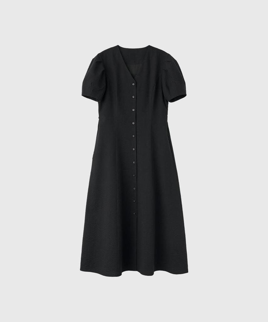General Idea V-Neck Puff Long Dress [Black] / Wbe2L15510