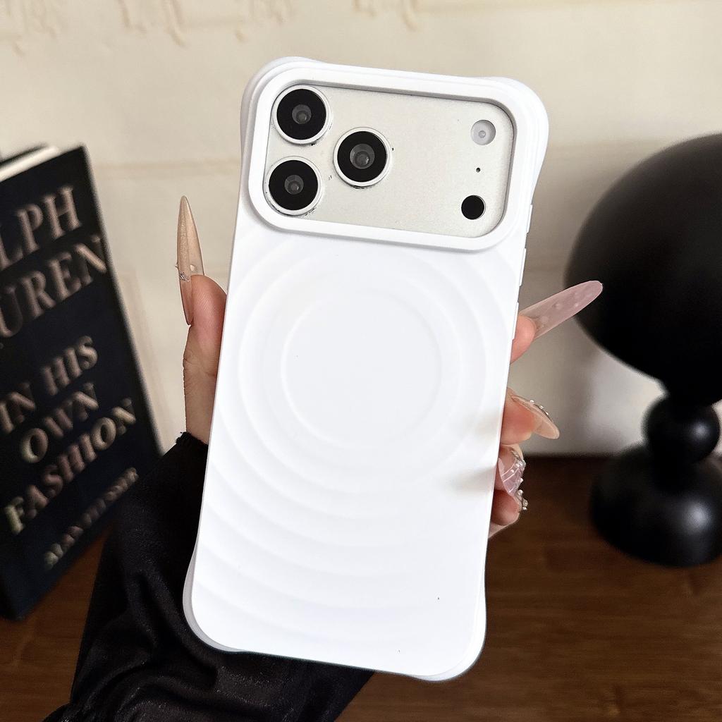 Four-corner anti-drop ripple silicone magnetic case, suitable for iPhone17PRO/official imitation silicone large hole 16PRO case