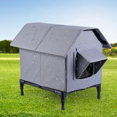 Katzenhaus für Freigänger Isoliert Bequem Gemütlich Scheune Hundebett Wetterfest mit Dach Fenster