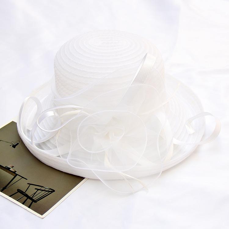 Sunscreen Sun Hat Organza Flower Mesh Sun Hat Spring And Summer Foldable Women'S Crimped Top Hat