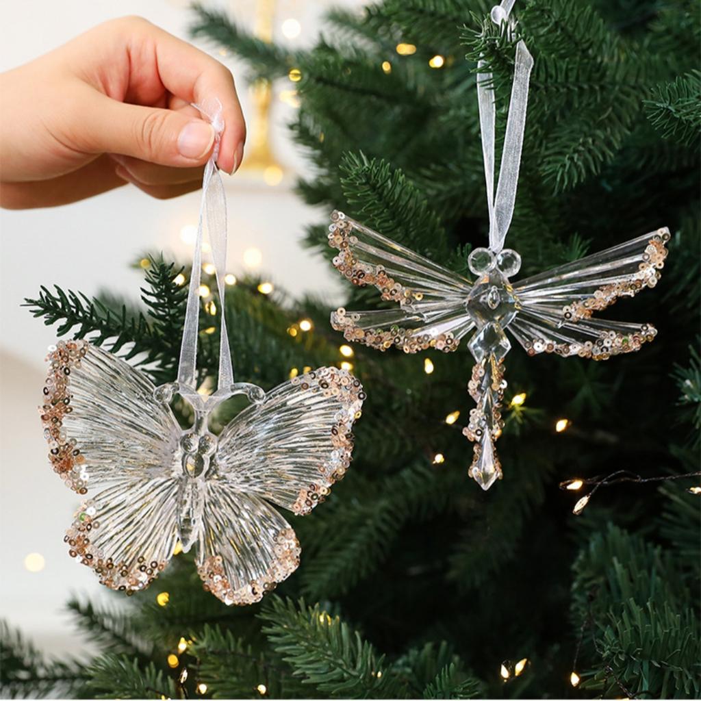 Transparent Acrylic Crystal Ornament Lightweight Sequin Hanging Pendant Christmas Tree Ornament For Centerpiece Holiday