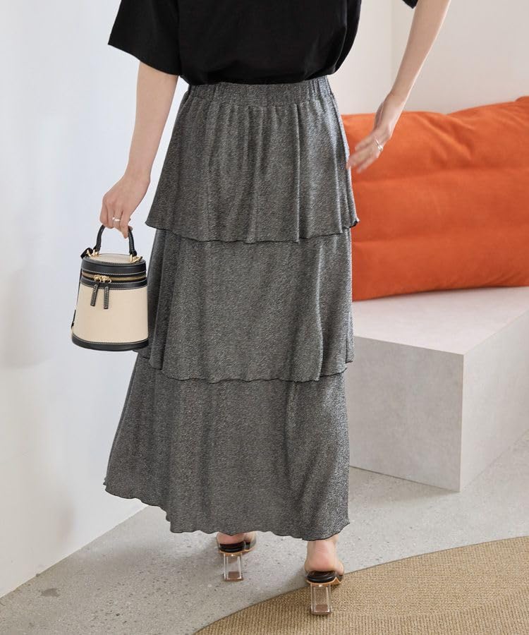 American Holik Lame Cut Tiered L Skirt, Skirt, Women's, HD51L1L0200, Gray,